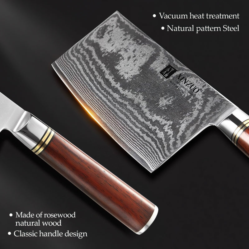 Professional Cleaver Knife Damascus Steel He Series