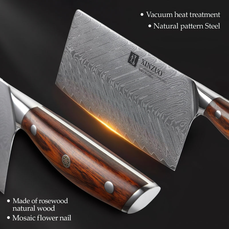 Professional Cleaver Knife Damascus Steel Yi Series