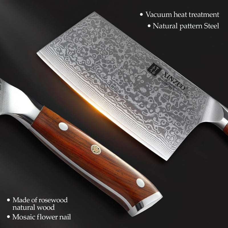 Professional Cleaver Knife Damascus Steel Yu Series