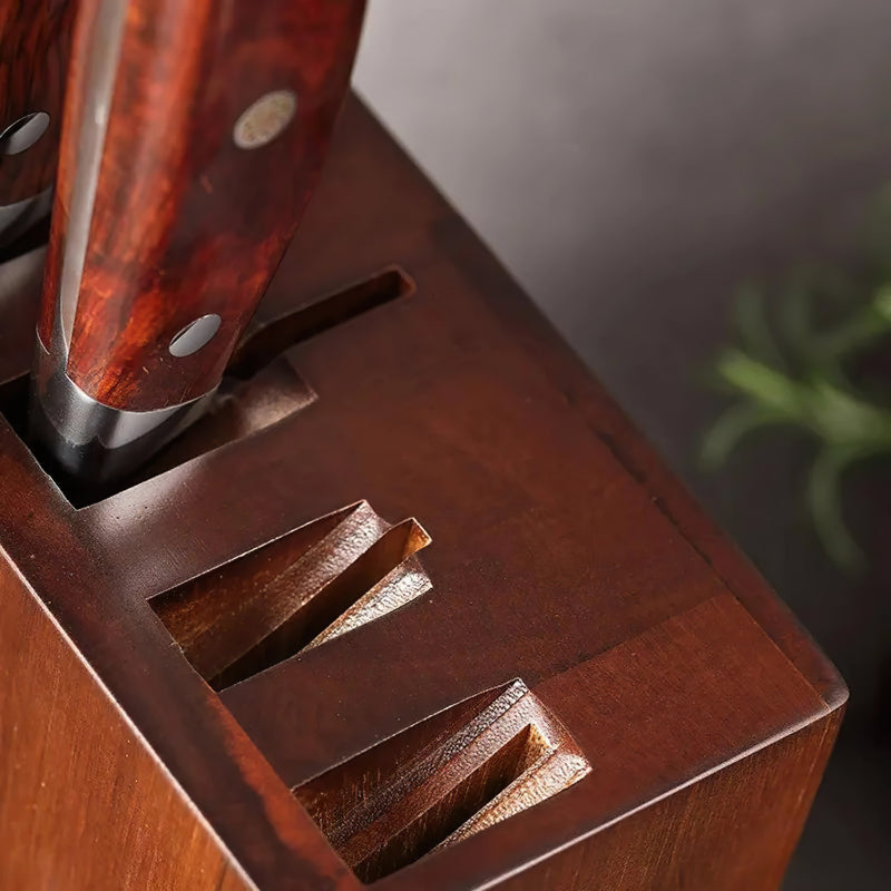 6 Slot Knife Block - Acacia Wood