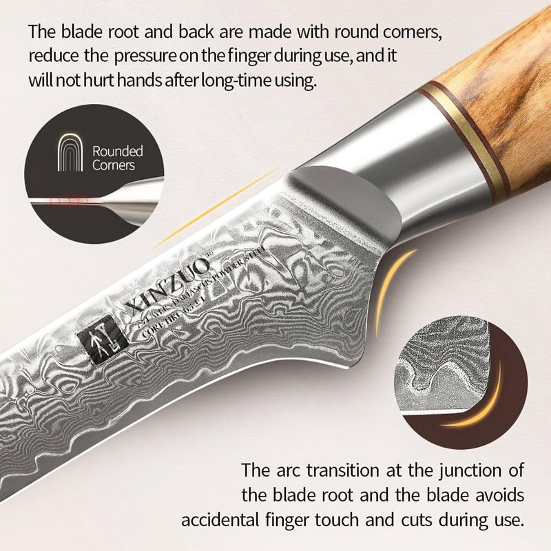 Xinzuo Professional Boning Knife Damascus Steel Lan Series