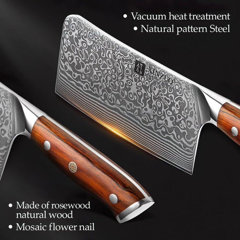 Professional Bone Chopper Knife Damascus Steel Yu Series