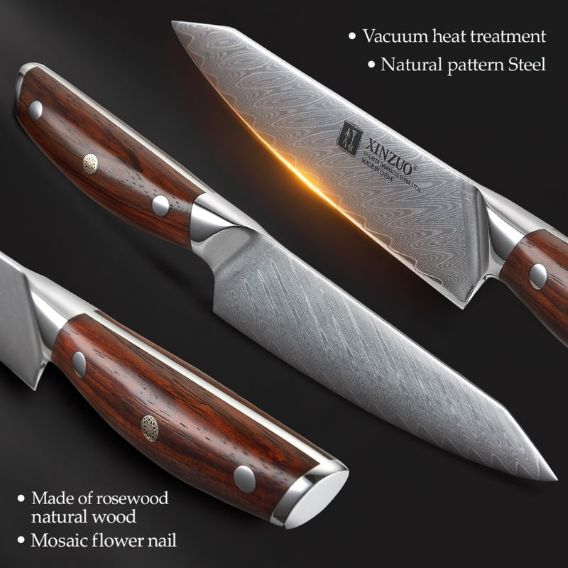 Xinzuo Professional Damascus Kitchen Knife Set 5 Pieces Yi Series