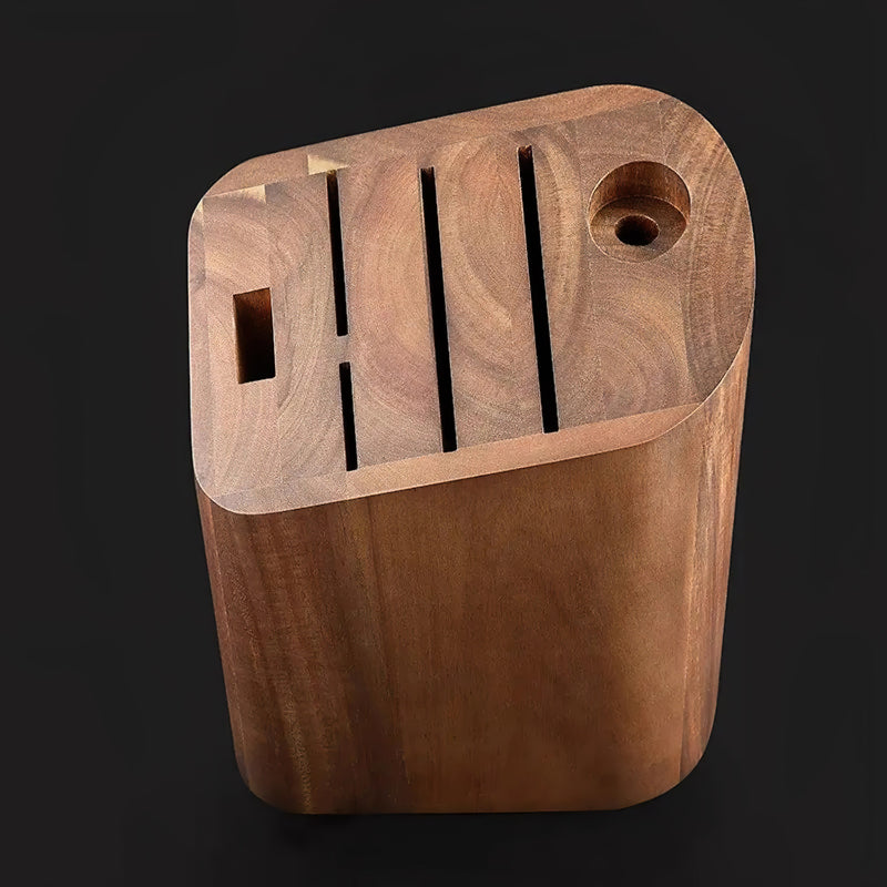 Kitchen Knife Block Holder, Acacia Wood Knife Block - 6 Slots