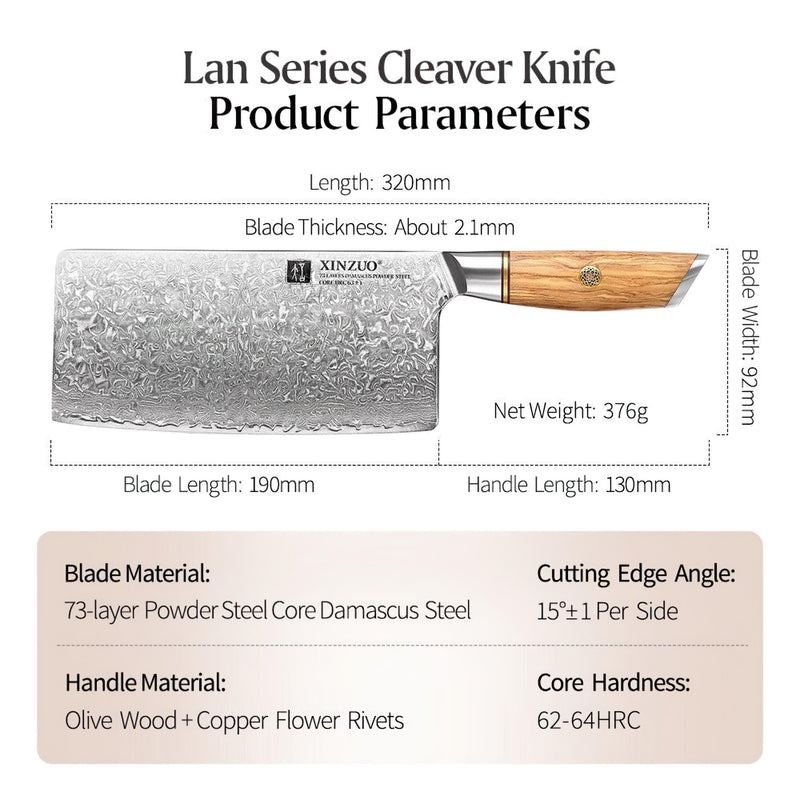 Professional Cleaver Knife Damascus Steel Lan Series