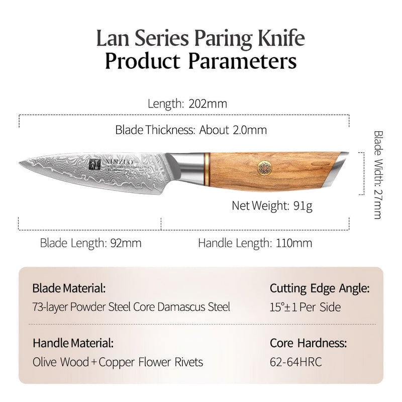 Xinzuo Professional Paring Knife Damascus Steel Lan Series