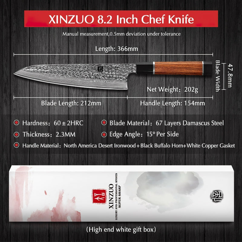 Xinzuo Professional Chef Knife Damascus Steel Stria Zhen Series