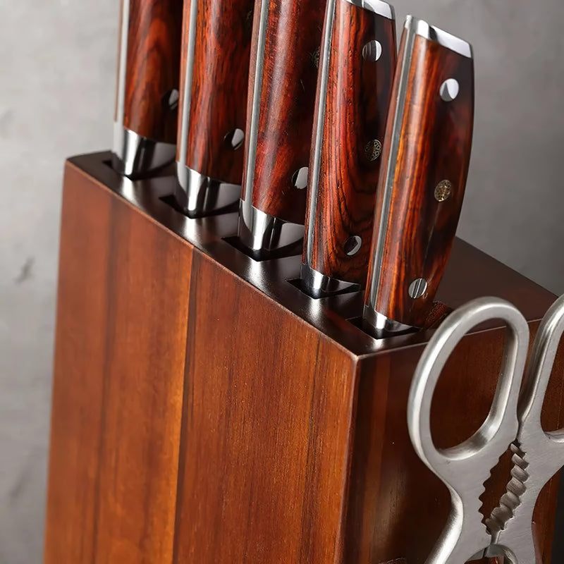 6 Slot Knife Block - Acacia Wood