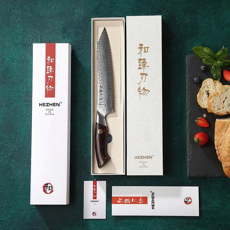 Japanese Damascus Bread Knife Elegant Series