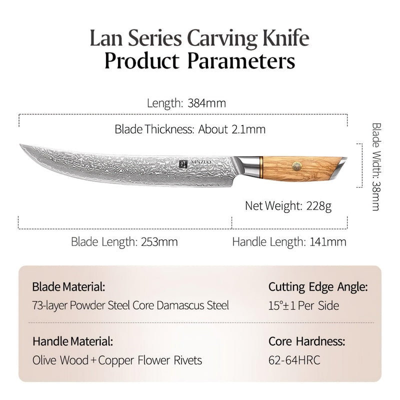 Xinzuo Professional Carving Knife Damascus Steel Lan Series