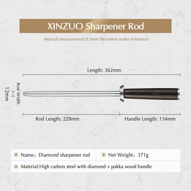 Xinzuo Professional Diamond Knife Sharpening Rod Stria He Series