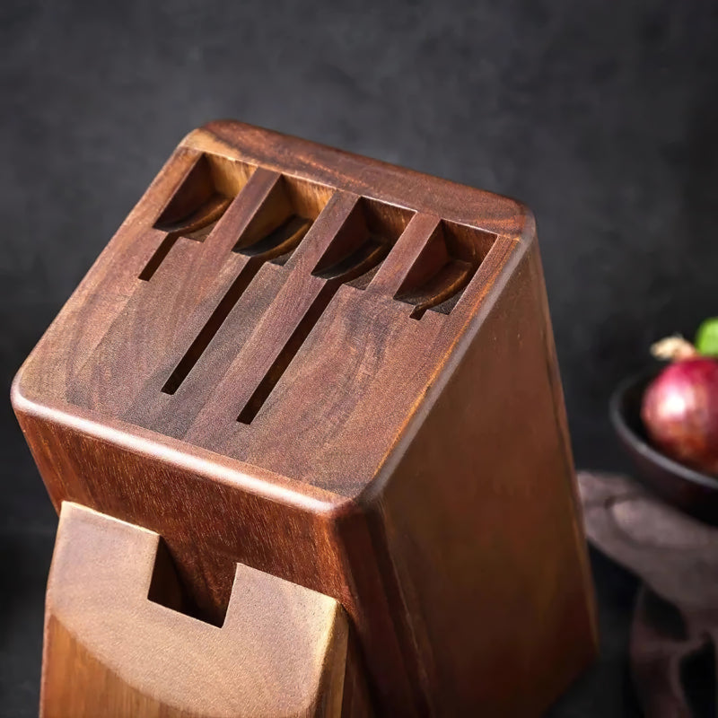 Kitchen Knife Block Holder, Acacia Wood Knife Block - 5 Slots