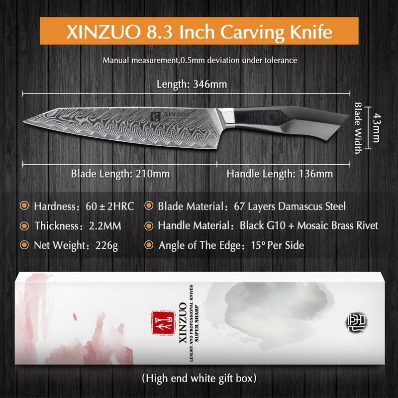 Xinzuo Professional Carving Knife Damascus Steel Feng Series