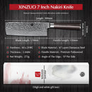Xinzuo Professional Nakiri Knife Damascus Steel Stria He Series