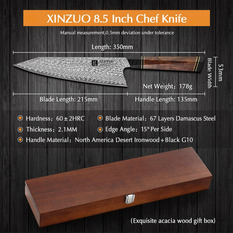 Xinzuo Professional Chef Knife Damascus Steel Zhen Series