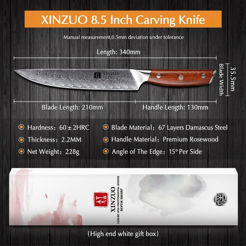 Xinzuo Professional Carving Knife Damascus Steel Yi Series