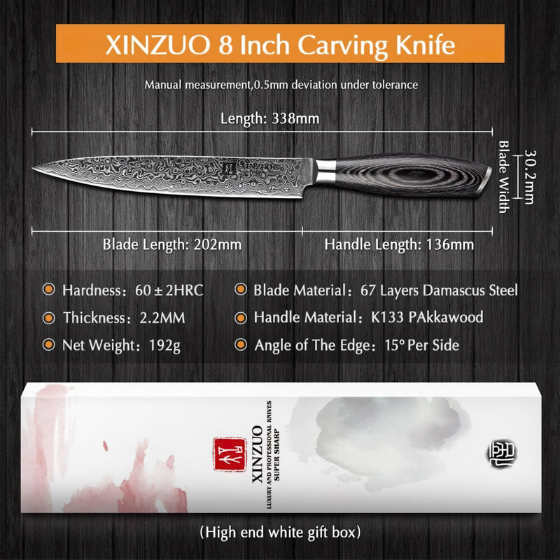 Xinzuo Professional Carving Knife Damascus Steel Ya Series