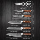 Xinzuo Professional Damascus Kitchen Knife Set 7 Pieces With Block Stria Yu Series