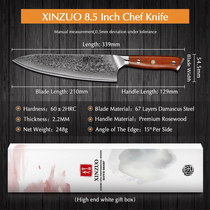 Professional Chef Knife Damascus Steel Yu Series