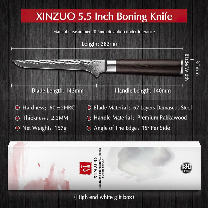 Xinzuo Professional Boning Knife Damascus Steel Stria He Series