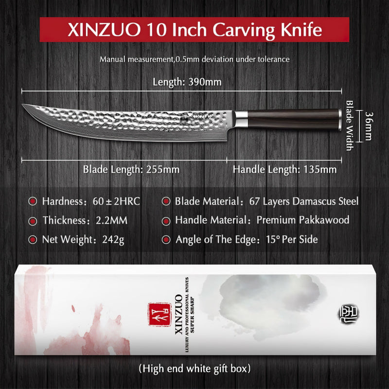 Xinzuo Professional Carving Knife Damascus Steel Stria He Series