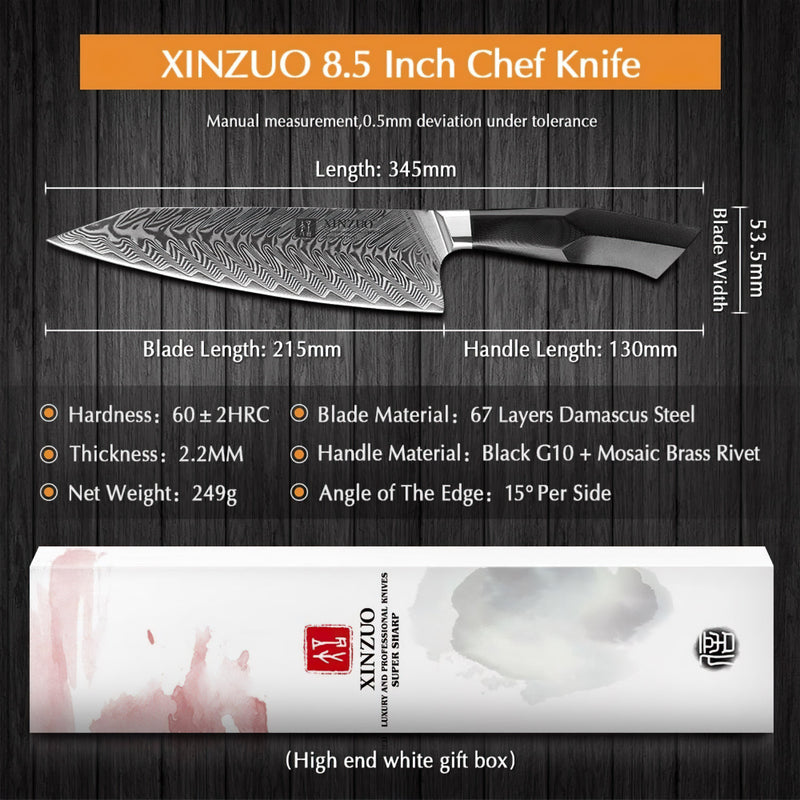 Xinzuo Professional Chef Knife Damascus Steel Feng Series