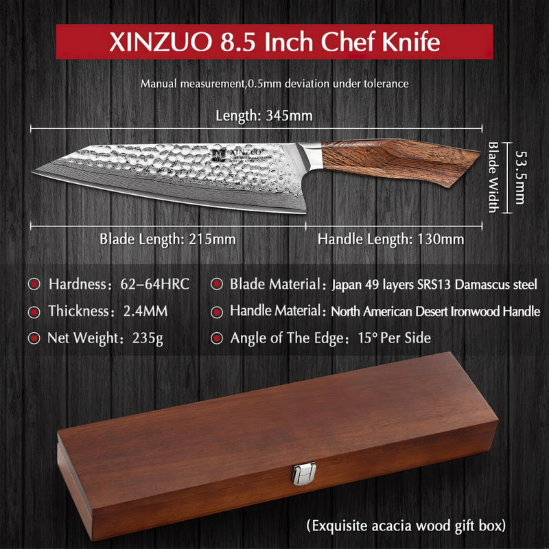 Xinzuo Professional Chef Knife Damascus Steel Stria Feng Series