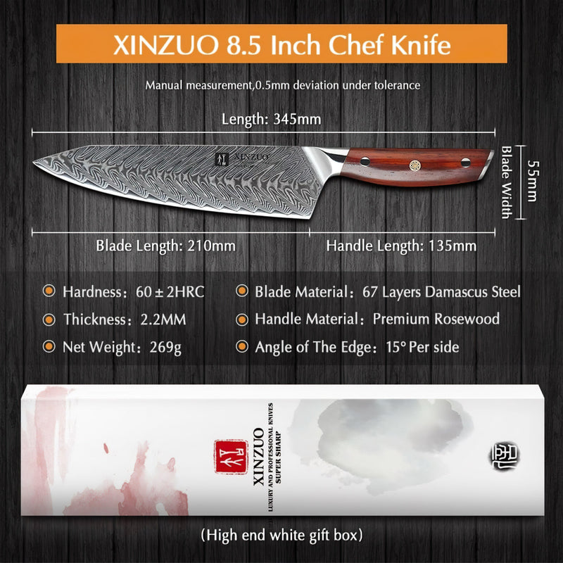 Xinzuo Professional Chef Knife Damascus Steel Yi Series