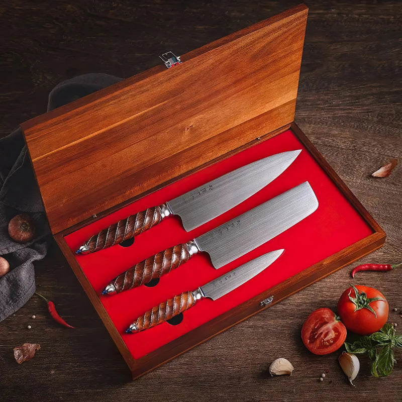 Bohler M390 Steel 3 Piece Knife Set  - Crown Series