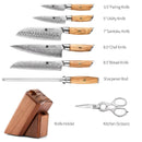 Xinzuo Professional Damascus Kitchen Knife Set 8 Pieces With Block Lan Series