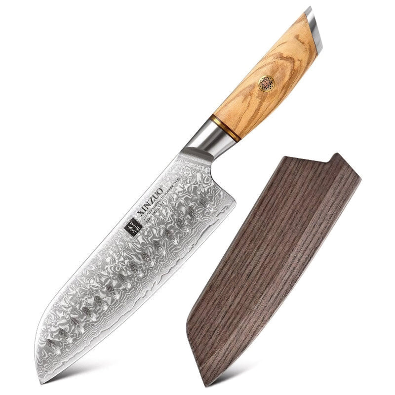 Xinzuo Professional Santoku Knife Damascus Steel Lan Series