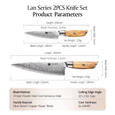 Xinzuo Professional Damascus Kitchen Knife Set 2 Pieces Lan Series