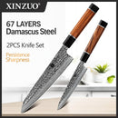 Xinzuo Professional Damascus Kitchen Knife Set 2 Pieces Stria Zhen Series