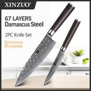 Xinzuo Professional Damascus Kitchen Knife Set 2 Pieces Stria He Series