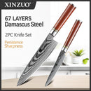 Xinzuo Professional Damascus Kitchen Knife Set 2 Pieces He Series