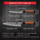 Xinzuo Professional Damascus Kitchen Knife Set 2 Pieces Stria Zhen Series