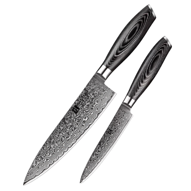 Xinzuo Professional Damascus Kitchen Knife Set 2 Pieces Ya Series