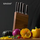 Xinzuo Professional Damascus Kitchen Knife Set 6 Pieces With Block Stria He Series