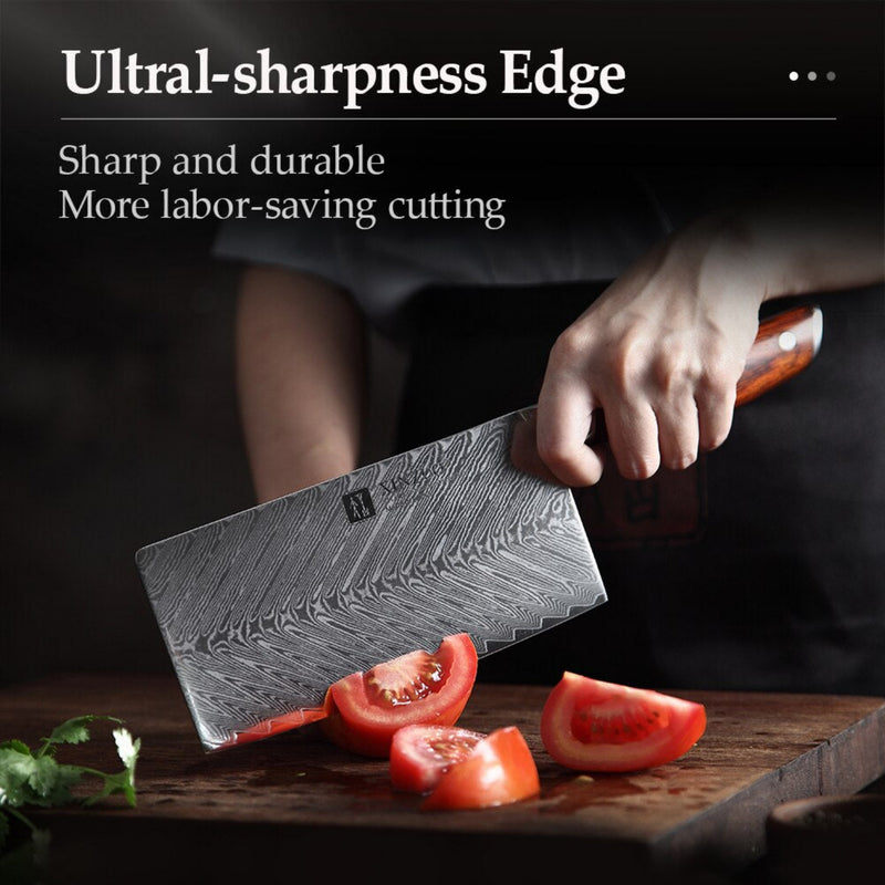 Professional Damascus Cleaver Knife